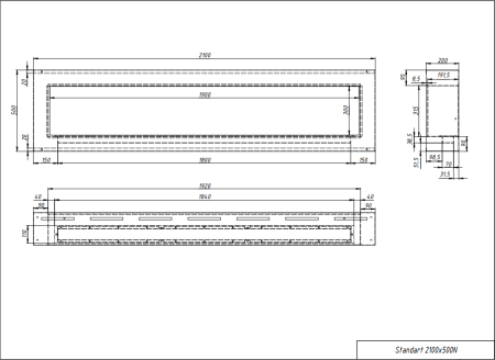 Биокамин "Русский огонь" Лофт 2100N настенный с защитным стеклом по цене 95 000 руб.