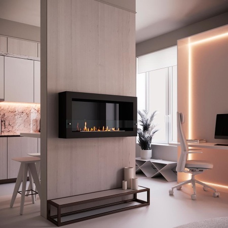 Биокамин SteelHeat WALL ONE 1100 черный, стекло, стемалит по цене 51 240 руб.